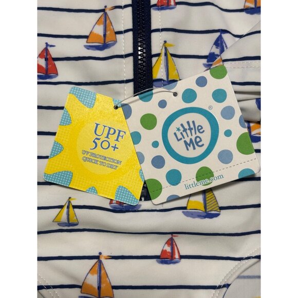 Little Me Baby Girls Long Sleeve Rashguard Swimsuit Sailboat Print UPF 50+ 24M - Picture 4 of 6